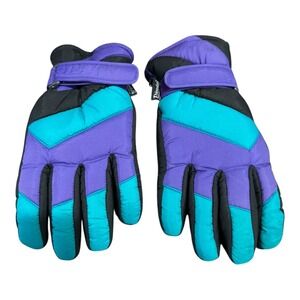 Vintage 90s Ladies Insulated Ski Gloves One Size Fits All Colorful Winter